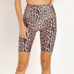 Onzie x Equinox Shops Women's Leopard Print High Waisted Bike Shorts